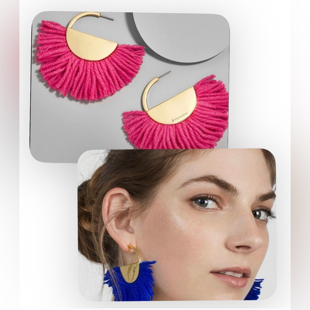 NWT 🌺BAUBLE BAR💙 Set of 2 *BONITA* Statement Earrings … Fuchsia & Cobalt